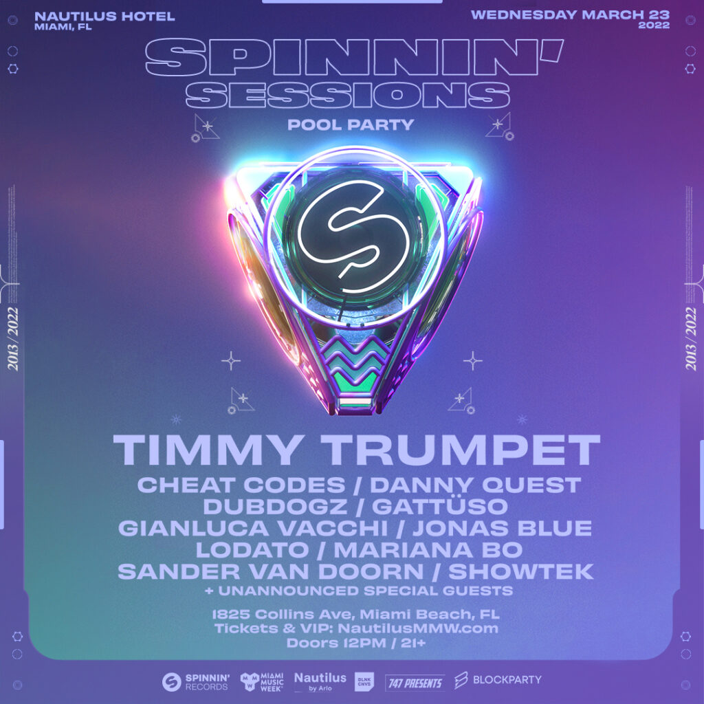 Spinnin' Sessions Announces Lineup for Miami Music Week Pool Party!